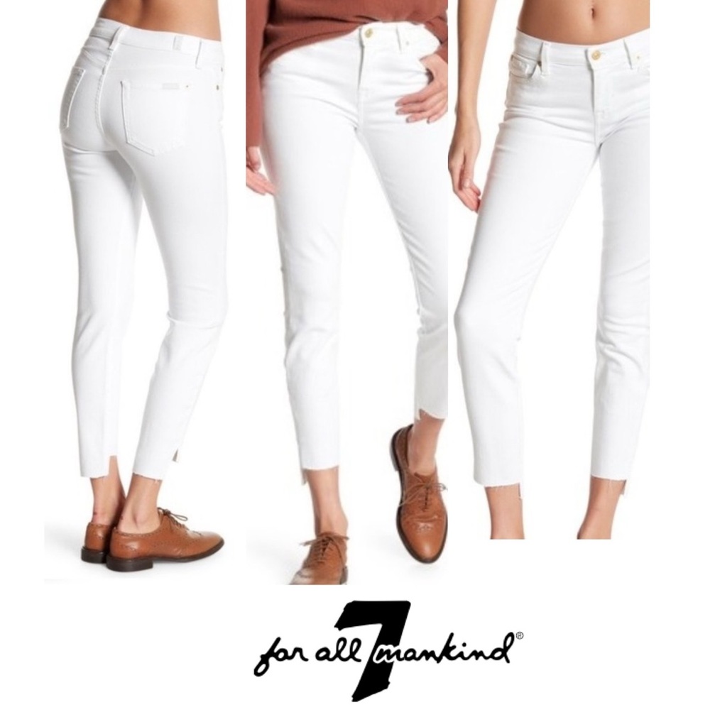 7 For All Mankind Ankle Gwenevere w/ Step Hem / High Low Hem — Size 27 – White